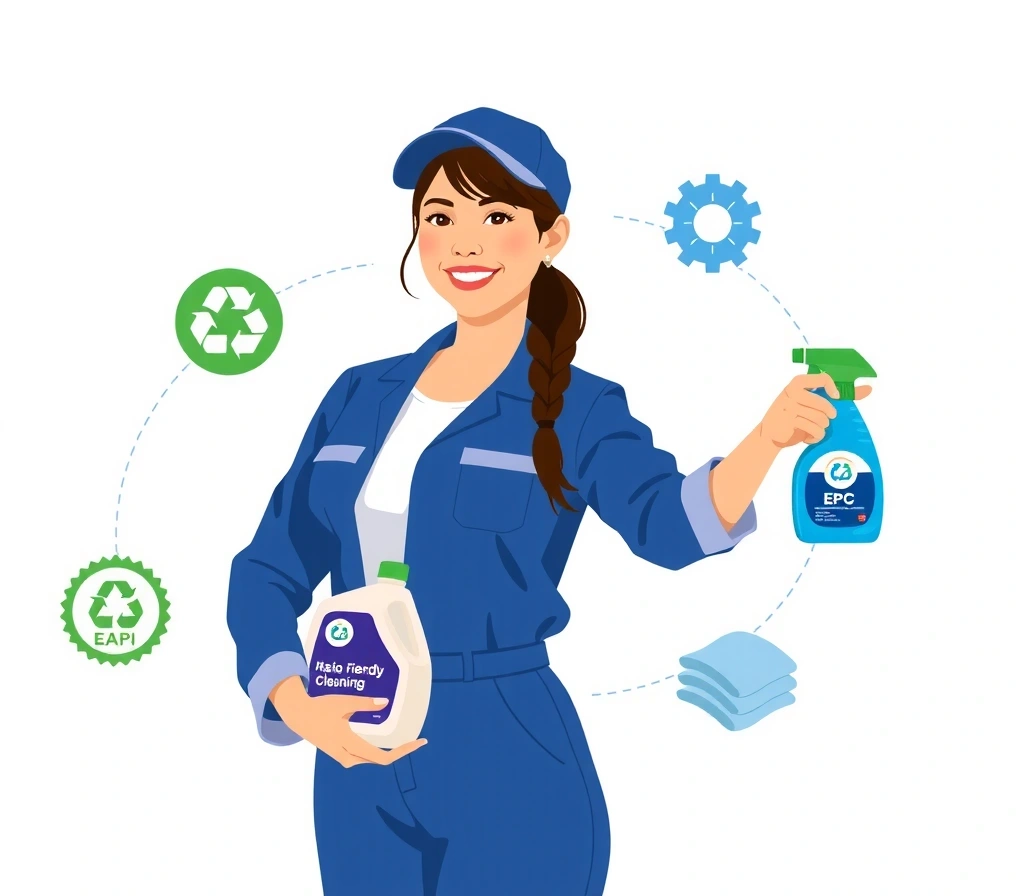 Professional cleaner Maria Santos in uniform