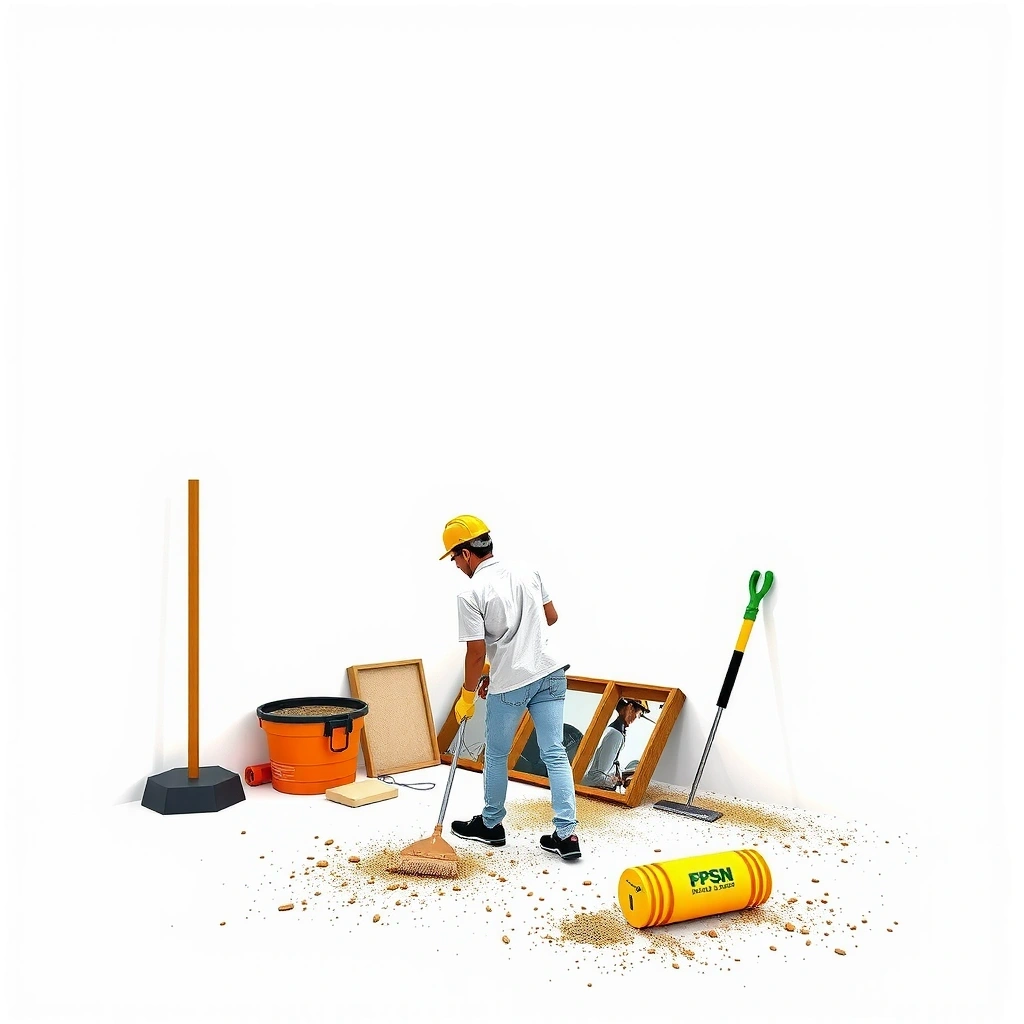 Post-construction cleanup showing debris removal and detailed cleaning